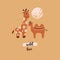 Baby boho nursery poster safari animals giraffe camel