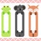 Baby bookmarks with cute animals, vector graphics