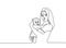 baby born one line drawing minimalist of mother and her son