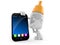 Baby bottle character with smart phone