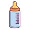 Baby bottle with nipple icon, cartoon style