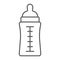 Baby bottle thin line icon, feed and milk, container sign, vector graphics, a linear pattern on a white background.