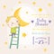 Baby Boy Climbing on a Moon - Baby Shower or Arrival Card