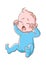 Baby boy crying. Funny toddler expression of sitting newborn isolated cartoon vector sad child