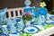 Baby boy first birthday party - outdoor table set