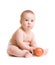 Baby boy isolated sitting with apple