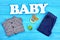 Baby-boy jean clothing background.