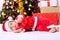 Baby boy santa sleeping