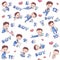 Baby boy seamless pattern. Little baby boy. Stages of child development in the first year of life. Pattern with numbers