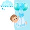 Baby Boy Shower Card Vector Illustration. Baby Shower Invitation