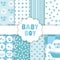 Baby boy shower pattern - blue symbols