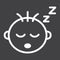 Baby boy sleep line icon, child and infant