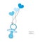 Baby boy soother and hearts greeting card