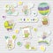 Baby Boy Stickers for Baby Shower Party Celebration. Decorative Elements for Newborn Celebration