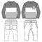 Baby Boys 2-Pieces Pant Set fashion flat sketch template. Technical Fashion Illustration. Long Sleeve Color Block Top with Woven P