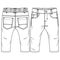 Baby Boys 5 pockets Pant Technical Fashion Illustration. Fashion flat sketch template. Woven, Denim, Twill CAD. Snap opening