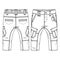 Baby Boys Cargo Pant with apply pockets and Knee detail fashion flat sketch template. kids Technical Fashion Illustration.