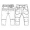 Baby Boys Slim Fit Pant with apply pockets and Knee detail fashion flat sketch template. Technical Fashion Illustration.