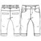 Baby Boys Woven Pant fashion flat sketch template. Technical Fashion Illustration. Rolled up Hem. Back Welt Pockets
