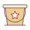 Baby bucket with star toy, object newborn template line and fill design icon