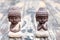 Baby Budda Statues, Teacher or master and apprentice. Two little monks. Meditation and zen, relaxation concept