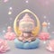 baby buddha with lovely sky light pink pop mart image generative AI