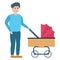 Baby buggy, baby carriage Vector Illustration icon which can be easily modified