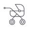 Baby buggy,carriage vector line icon, sign, illustration on background, editable strokes