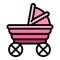 Baby buggy icon, outline style