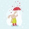Baby Bunny with Umbrella Illustration