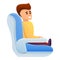 Baby car seat icon, cartoon style