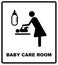 Baby care room symbol, mother room symbol isolated on white background