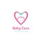Baby care and spa logo with sleep baby face inside love icon