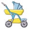 Baby carriage designer icon, cartoon style