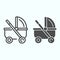 Baby carriage line and glyph icon. Kids stroller vector illustration isolated on white. Child pram outline style design