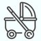 Baby carriage line icon. Kids stroller vector illustration isolated on white. Child pram outline style design, designed