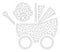 Baby Carriage Polygonal Frame Vector Mesh Illustration