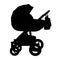 Baby carriage silhouette. Isolated stroller. Vector.