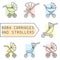 Baby carriages and strollers icons set