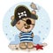 Baby cartoon Teddy Bear in sailor costume