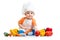 Baby chef with healthy food