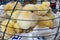 Baby chicks in a cage without mother. South Asian baby chicks for raising up in house