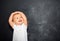 Baby child and empty Blackboard