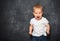 Baby child and empty Blackboard