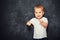 Baby child and empty Blackboard