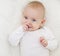 Baby Closeup Face, Happy Toddler Portrait, Kid in White