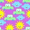Baby cloth Cute pattern. funny sun and cloud and car cartoon style background. kids character texture. Childrens style
