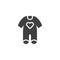 Baby clothes bodysuit with heart vector icon