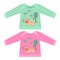 Baby clothes with cartoon animals. Sketchy little pink cow