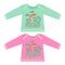 Baby clothes with cartoon animals. Sketchy little pink dolphin